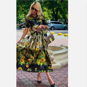 Zara ZW Collection Floral Print Skirt Multicoloured yellow grXS M L 2516/088 NWT